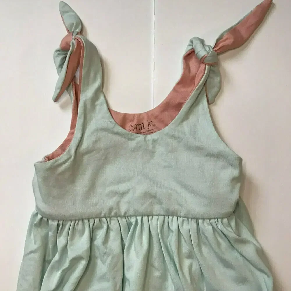 Omi Jo Well Dressed Wolf Mint & Coral Bubble Romper 24M